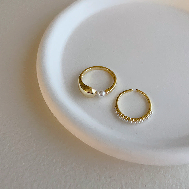 Women's Special-interest Design French Vintage Pearl Metal Ring