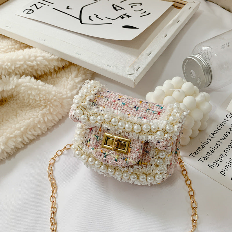 Sac à bandoulière pour enfants avec chaîne en treillis de diamants