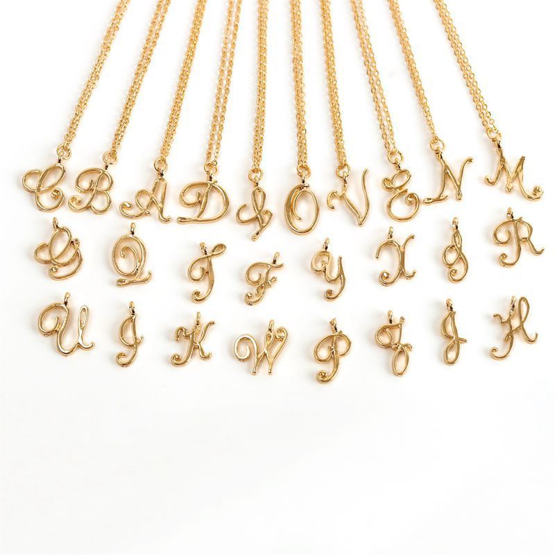 Ornament 26 Letter Necklace Simple Fashion Character Capital English Pendant Special-interest Design Clavicle Chain