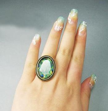 Vintage Oval Flower Gemstone Ring For Women
