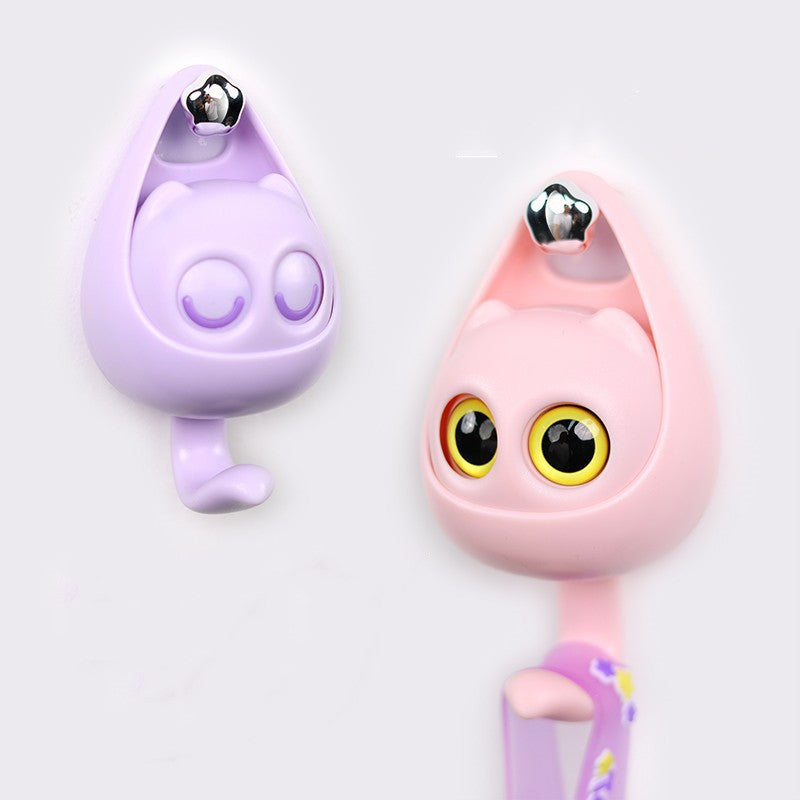 Creative Adhesive Cute Cat Coat Hook Wall Mounted Decoration Cartoon Blink Cat Clothes Hat Scarf Key Holder Home Decor
