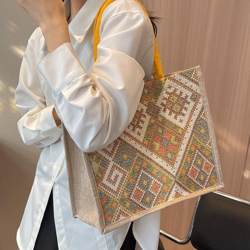 Sac à bandoulière de Style ethnique, fourre-tout de grande capacité pour femmes, sac de shopping à la mode pour étudiants