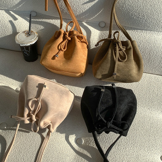 Women's Drawstring Bag Drawstring Mini Bucket Bag Special-interest Design Shoulder Bag