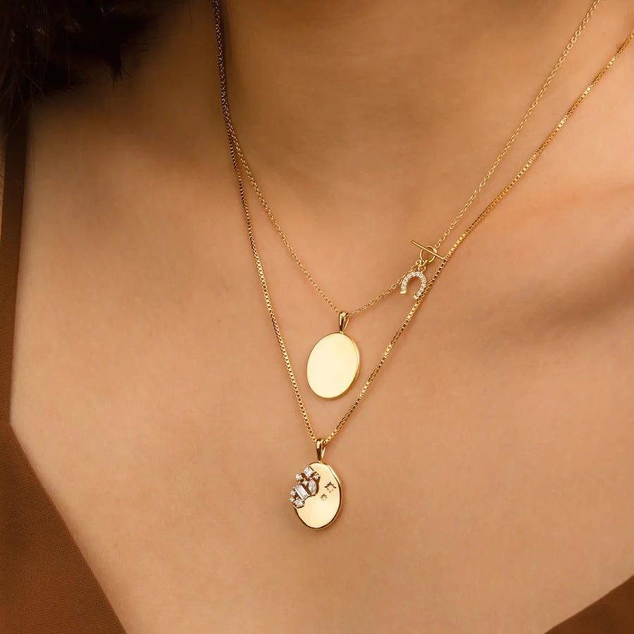 Titanium Steel Mirror Irregular Zircon Necklace