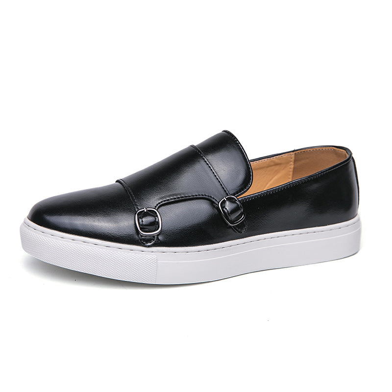 Zapatos casuales de cuero con doble hebilla de moda para hombres