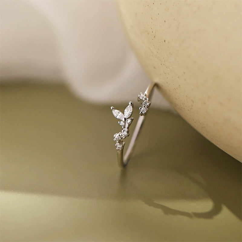 Special-interest Design High-grade 925 Silver Plated Small Bud Ring