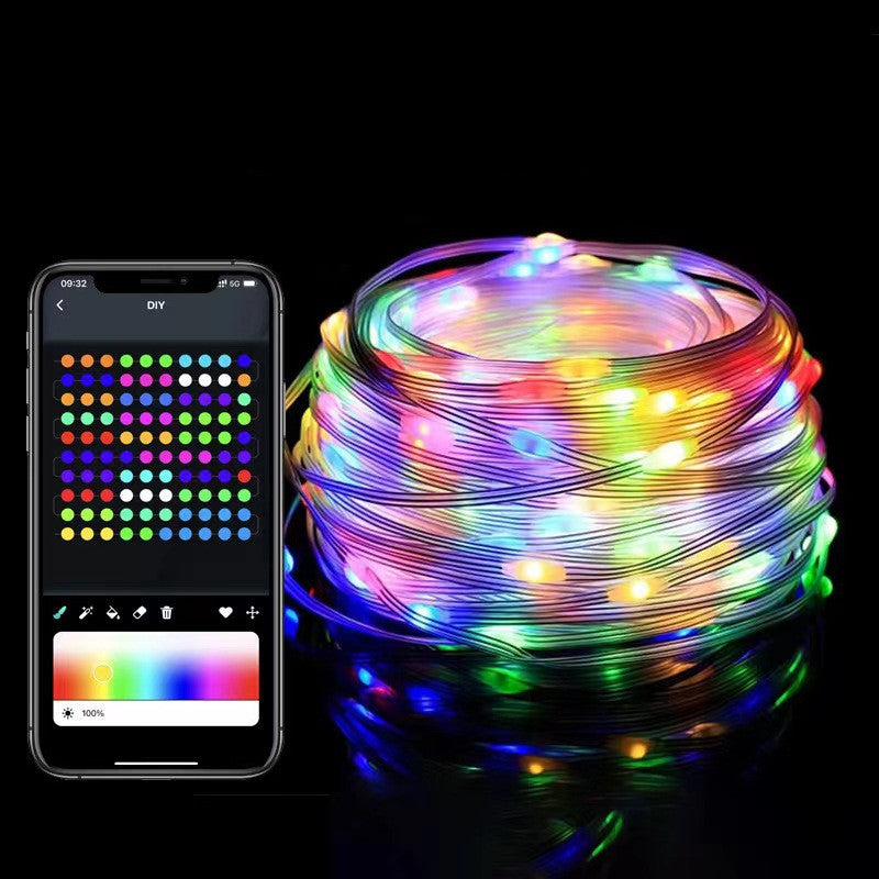 Guirlande lumineuse de noël, Point de contrôle à distance, ligne lumineuse, lampe intelligente, lumières de décoration d'ambiance