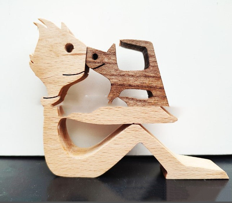 Figurine de chien en bois à faire soi-même, Sculpture de décoration de maison, un homme et un chien, Sculpture en bois, cadeaux de noël, modèle de décoration