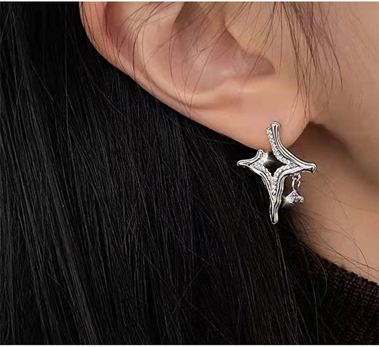 Four Eight-pointed Stars Stud Earrings For Women