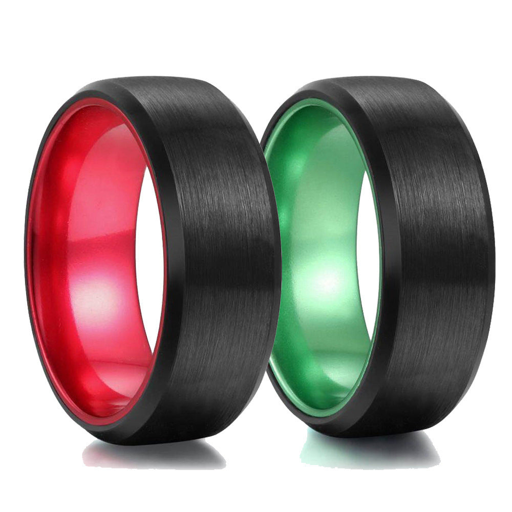 Bague en tungstène unisexe, Simple, bicolore, biseauté, or, largeur 8mm, européenne et américaine