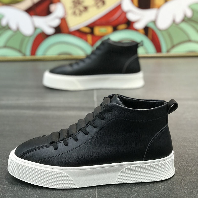 Zapatos casuales de plataforma alta de cuero para hombre