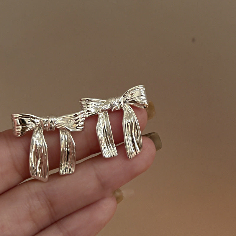 Metal Bow Niche Normcore Bag Earrings