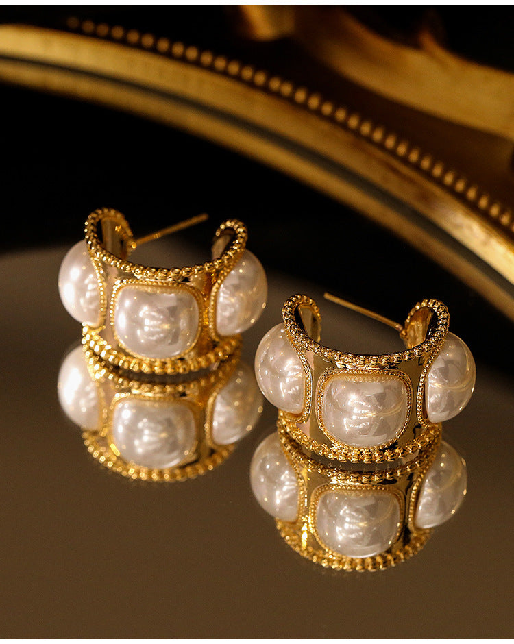 Boucles d'oreilles en forme de C de Style français pour femmes, Design perle