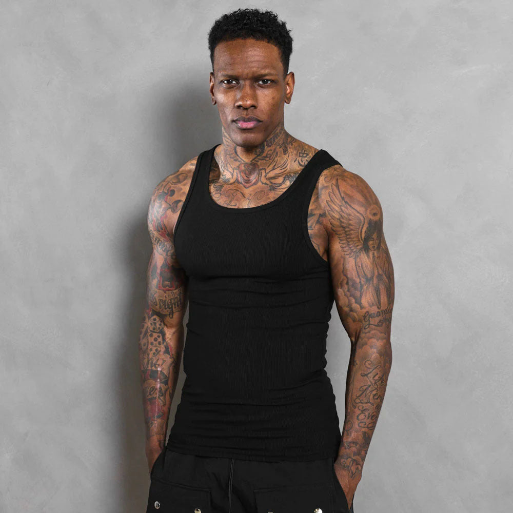 Men's Striped Thread American Stretch Tight Sports Vest