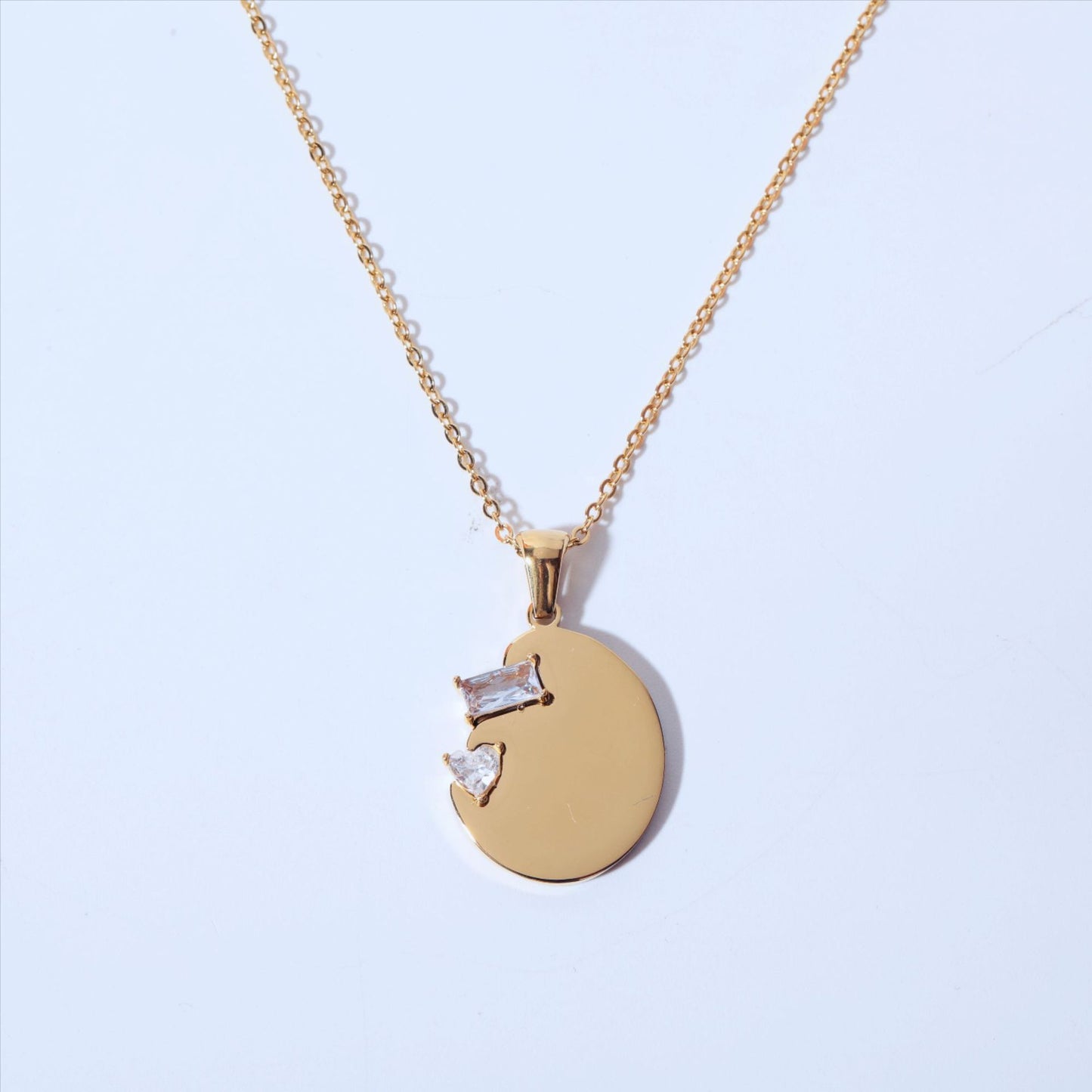 Titanium Steel Mirror Irregular Zircon Necklace