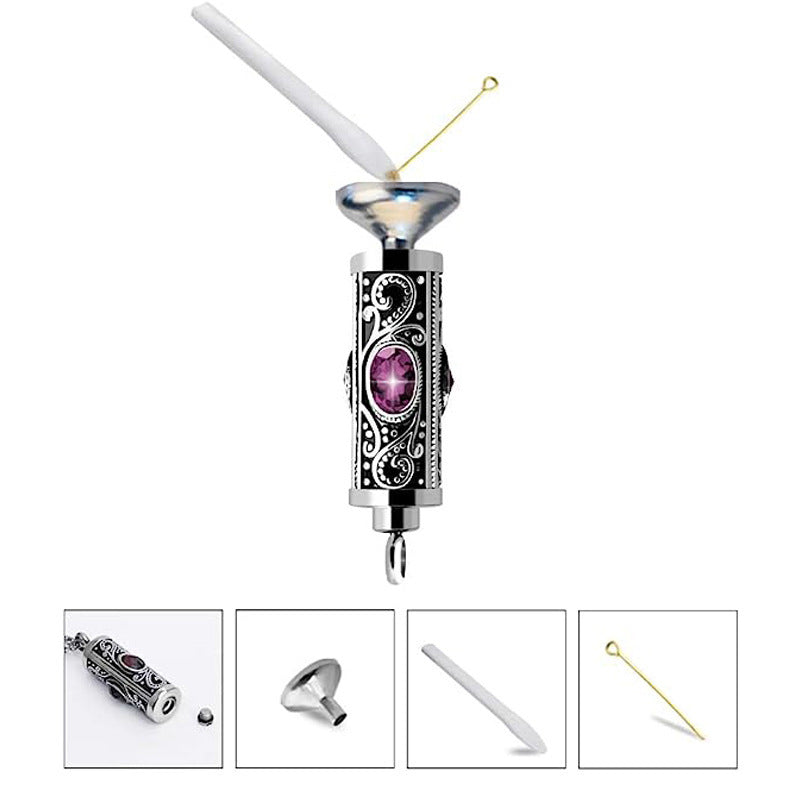 Stainless Steel Birthstone Cinerary Casket Openable Pendant Necklace