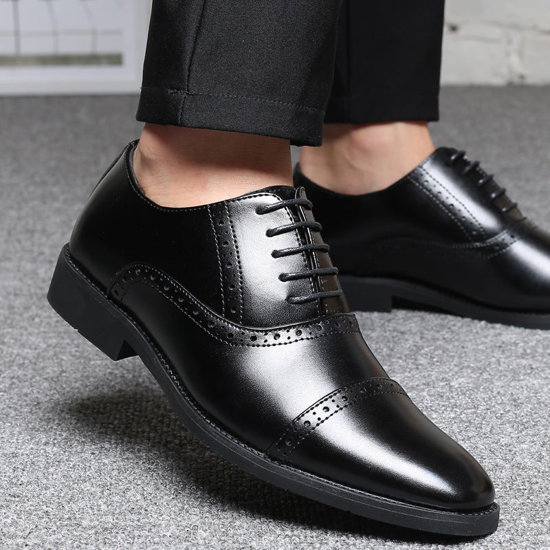 Zapatos de cuero de negocios informales británicos de estilo coreano para hombres