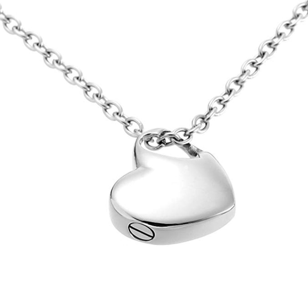 Collier commémoratif avec pendentif en forme de cœur en acier inoxydable