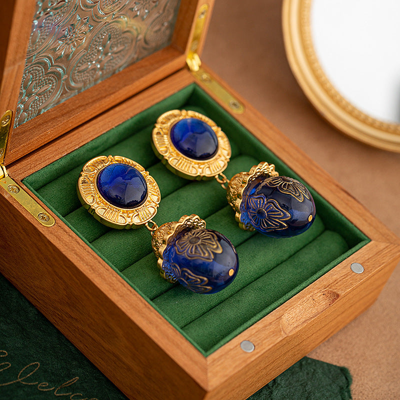 Boucles d'oreilles Vintage pour femmes, tempérament mi-ancien, Style palais, sculptées personnalisées