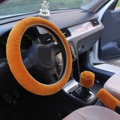 Housse de voiture en laine d'hiver, housse de volant en peluche