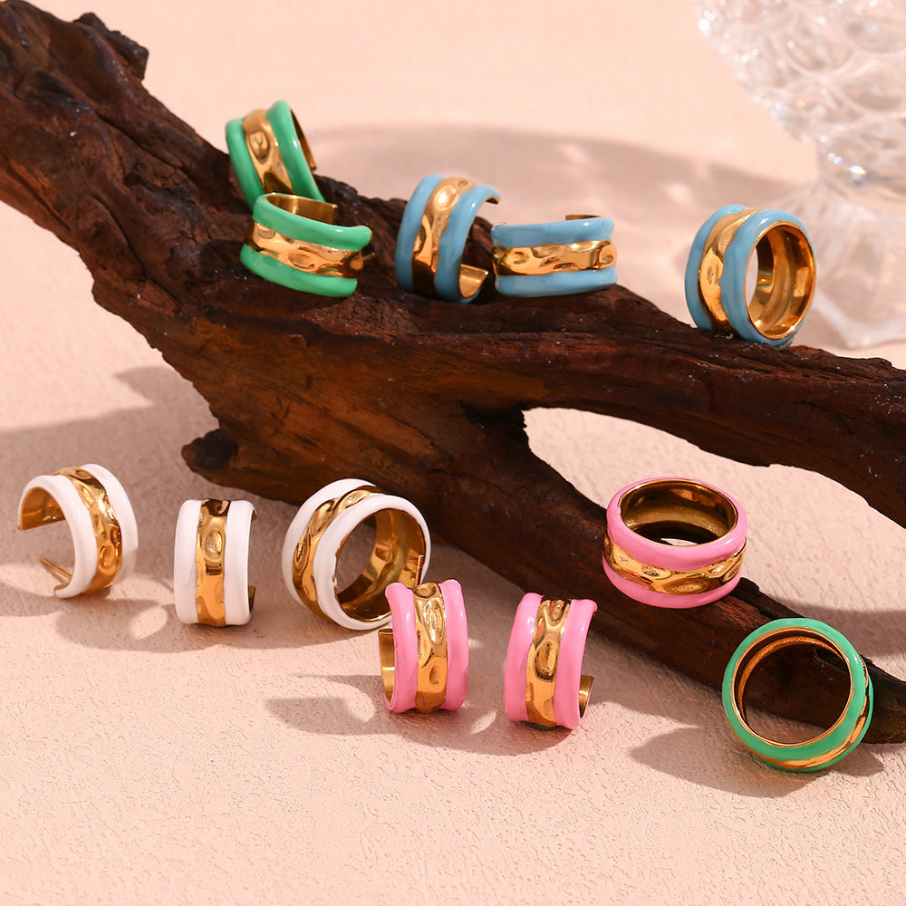 Water Ripple Summer Contrast Color Drop Oil Ring