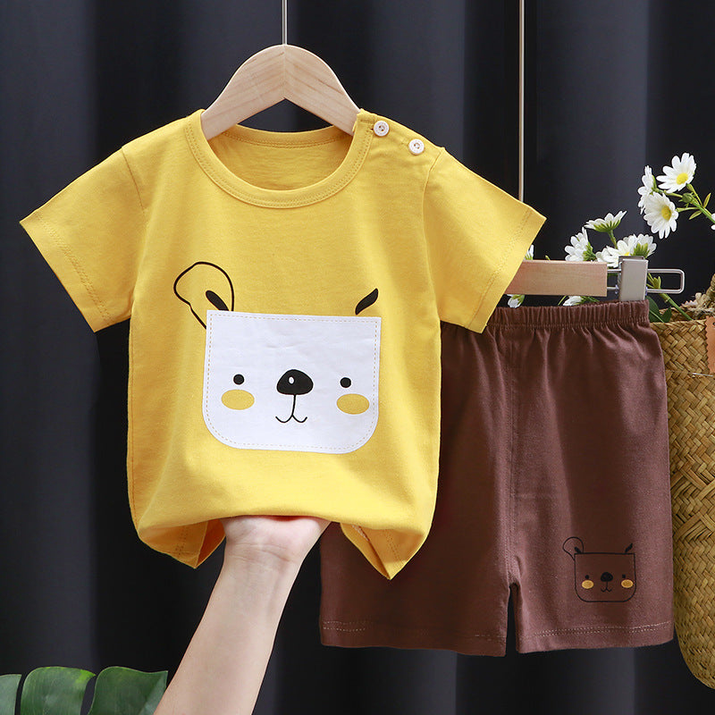 Costume à manches courtes pour enfants, T-shirt en coton, vêtements pour bébés