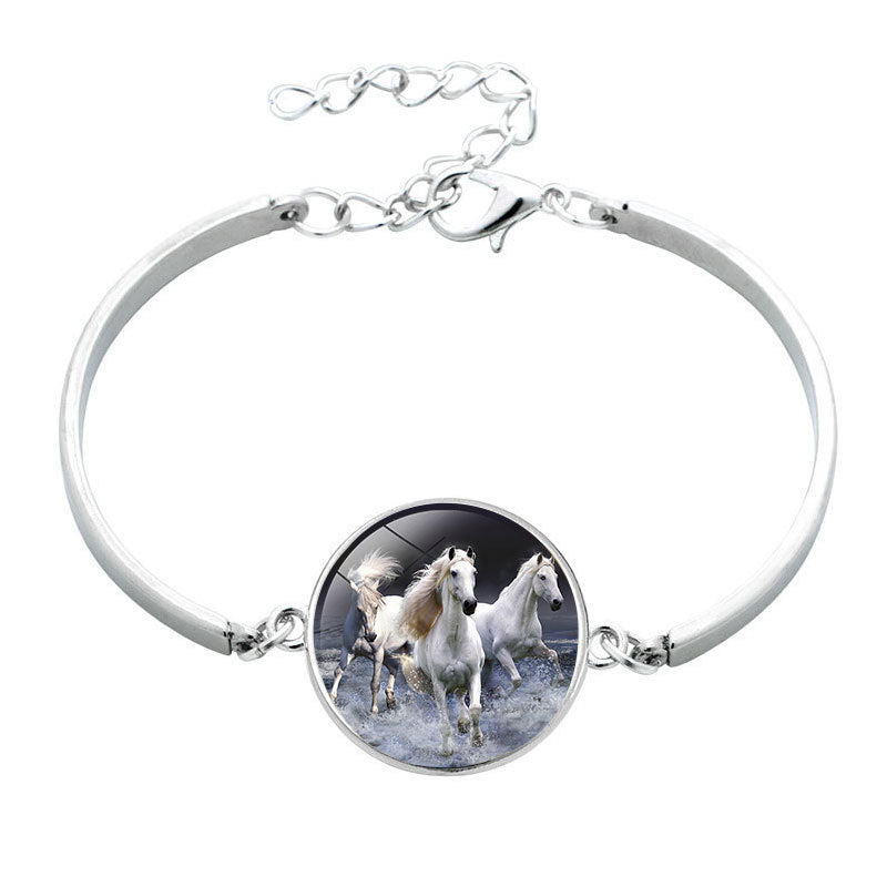 Animal Horse Glass Time Stone Bracelet