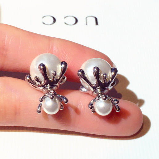 Fashion Design Silver Needle Pearl Earrings