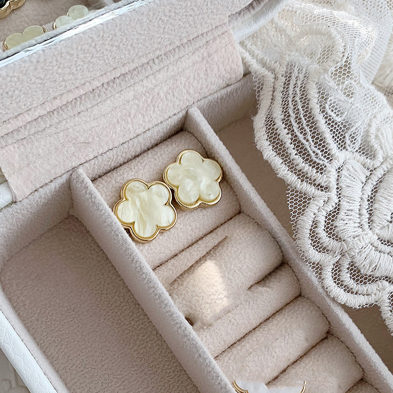 Boucles d'oreilles à tige en argent 925, aiguille porte-bonheur, fleur d'herbe de Parthenocissus