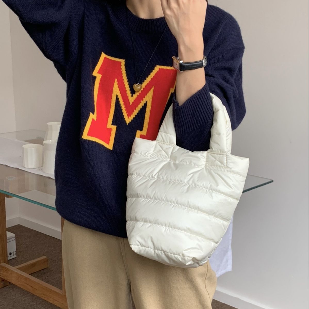Autumn And Winter Cotton Filling Soft Handbag