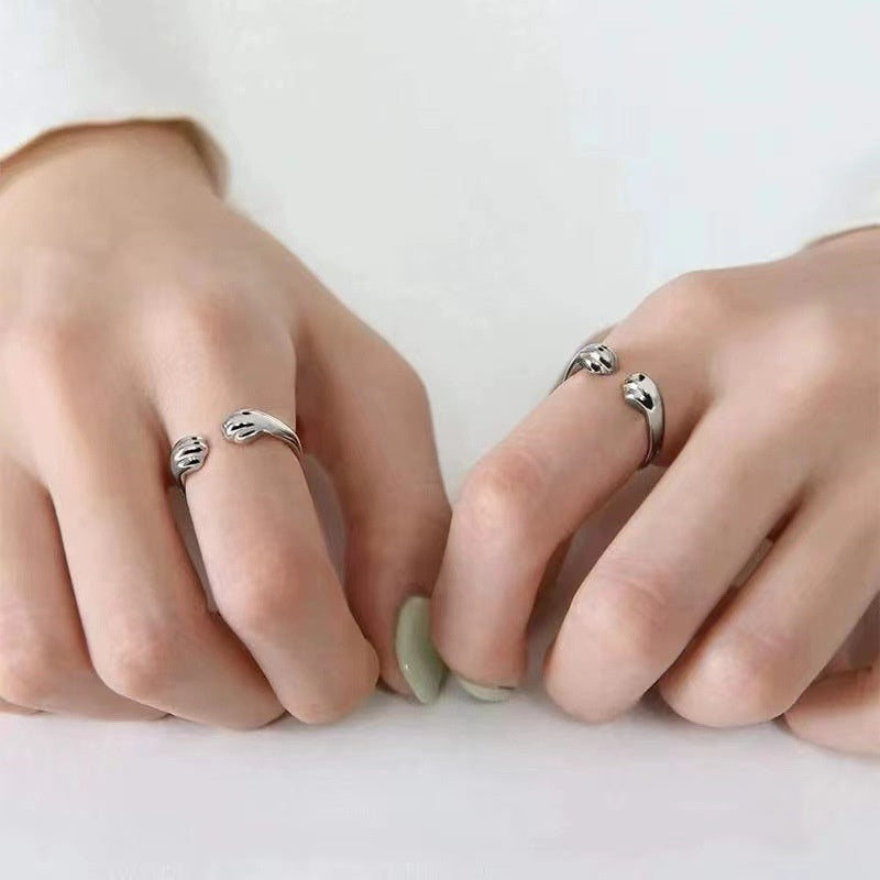 Anillo de huella de gato creativo de moda para mujer