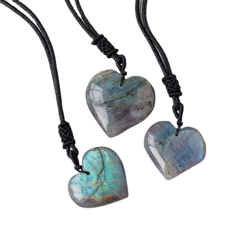 Colgante de amor de labradorita de piedra de cristal natural