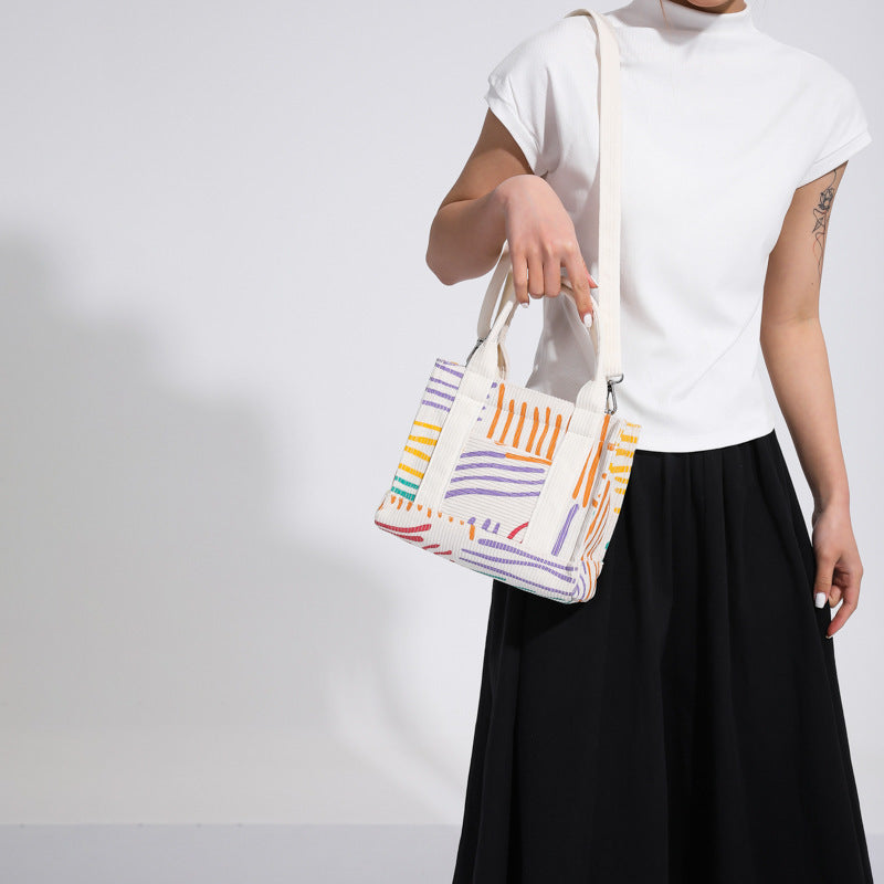 Nouveau frais doux velours côtelé imprimé mode Style à la mode femmes sacs sac à bandoulière