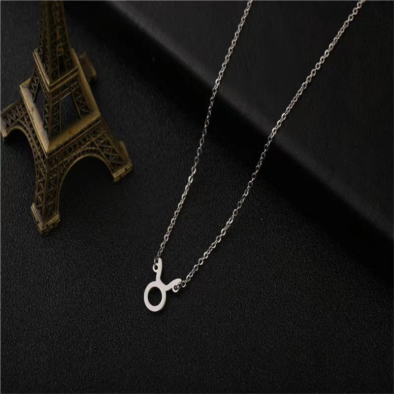 Twelve Constellation Pendant Necklace Simple Titanium Steel Clavicle Chain