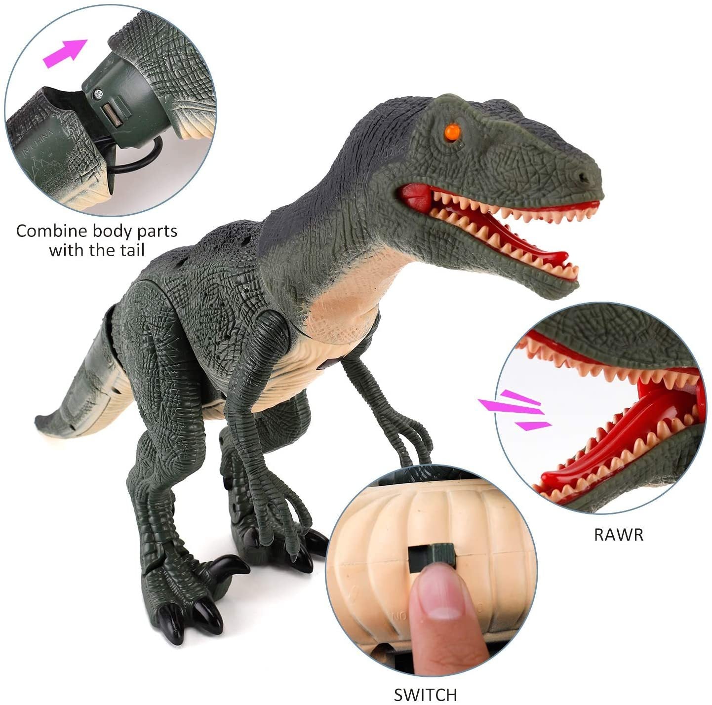 Jouet télécommandé de simulation de dinosaure électrique, animal marchant