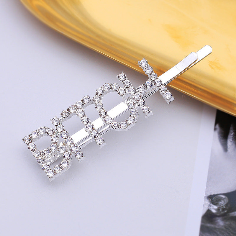 Letra Clip lateral Flequillo Diamante de imitación