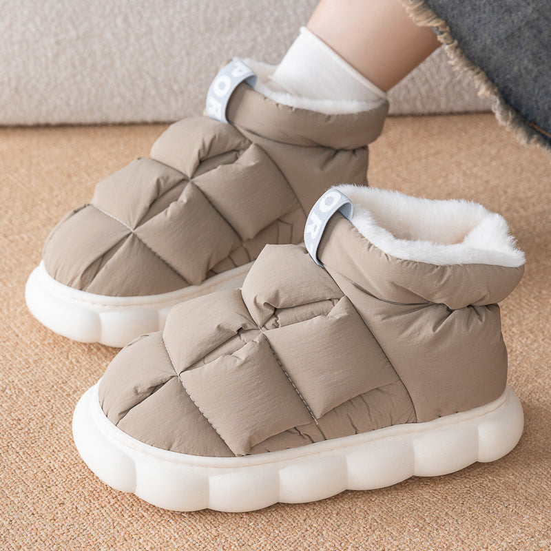 New Winter Couple Checkered Cotton Slippers