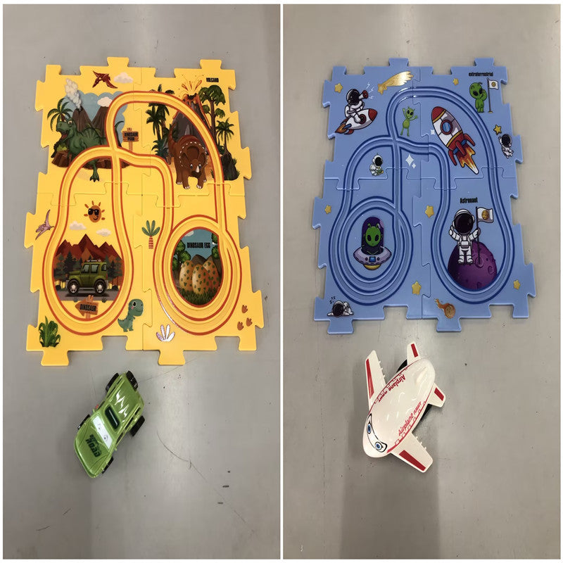 Puzzle pour enfants, vitesse de chemin de fer électrique, assemblage de voiture électrique automatique, scène de ville, Construction, jouet éducatif, cadeau