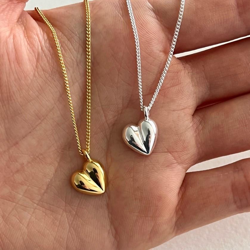 Collier en argent Sterling 925 avec cœur aimant pour femme, ornement en or tridimensionnel, Simple