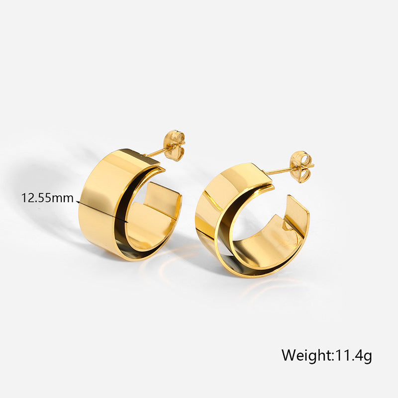 Pendientes de perlas redondas de moda de todo fósforo de acero inoxidable en forma de C
