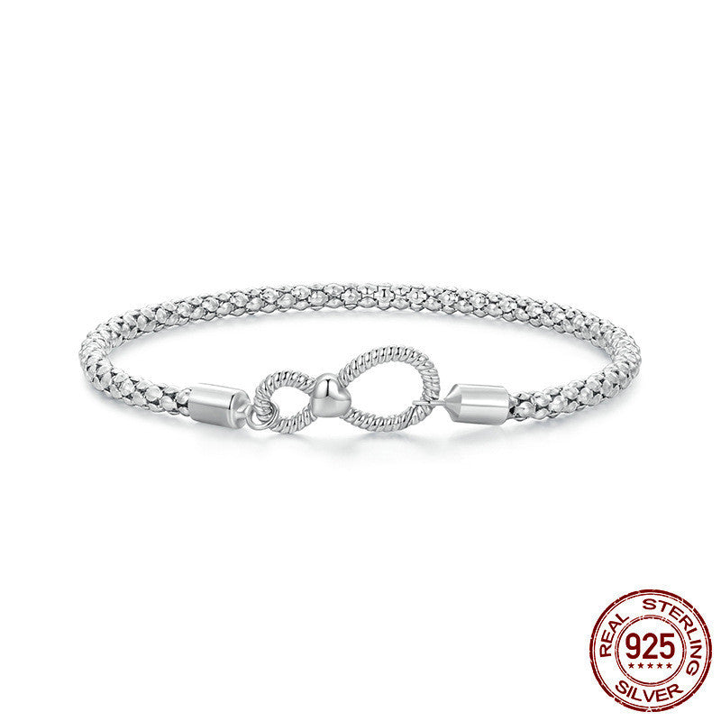 Pulsera minimalista de plata de ley S925 con lazo infinito para mujer