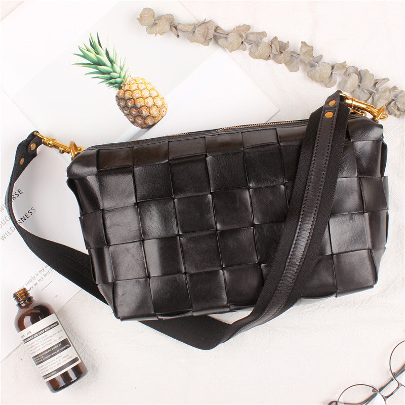 Sac à bandoulière vintage tissé à la main avec peau de vache à couche supérieure tannée végétale