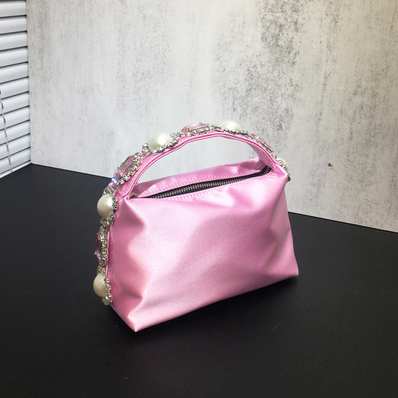 Sac de dîner en perles de strass et de fleurs, pochette en soie et diamants