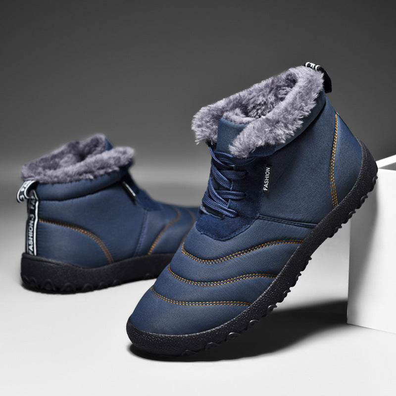 Chaussures en coton grande taille, bottes de neige chaudes et décontractées à fond plat, doublées de polaire