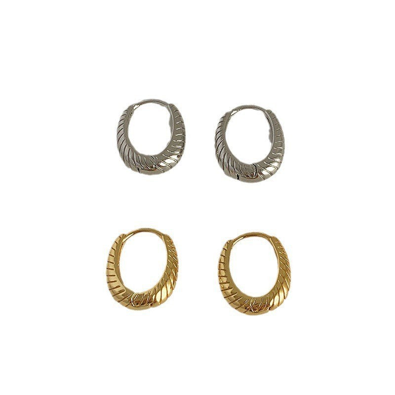 Boucles d'oreilles torsadées ondulées à ellipse géométrique simple pour femmes