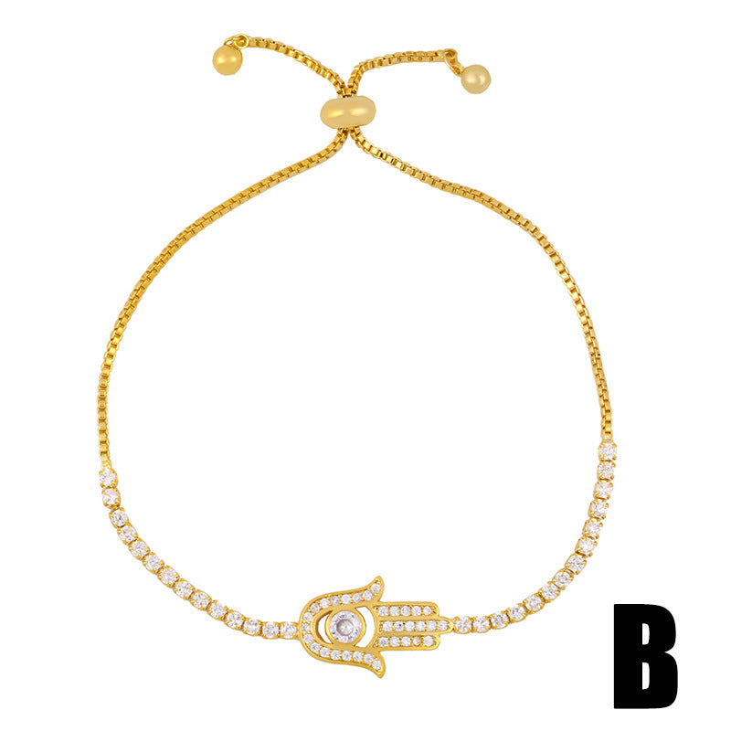 Crystal European And American Cross Heart Love Heart Bracelet
