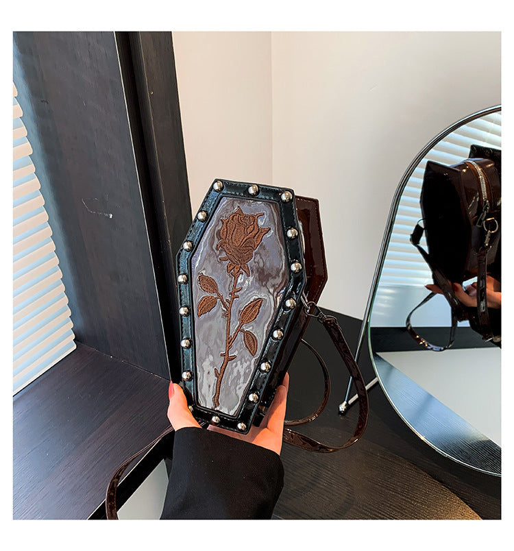 Bolso de hombro de ataúd fantasma de personalidad oscura europea y americana de Halloween de estilo gótico