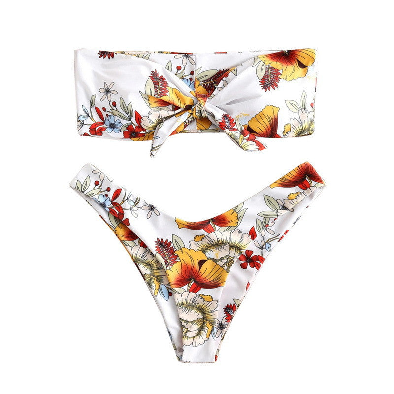 Maillot de bain fendu sexy imprimé bikini pour femme