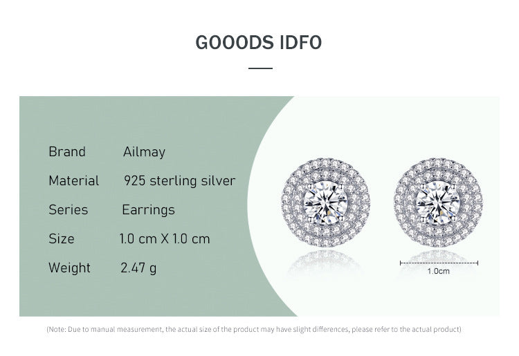 Boucles d'oreilles rondes élégantes en argent sterling S925 pour femmes