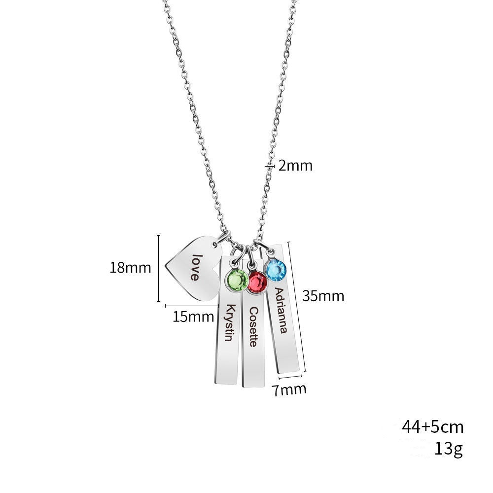 Birthday Stone Peach Heart Square Necklace